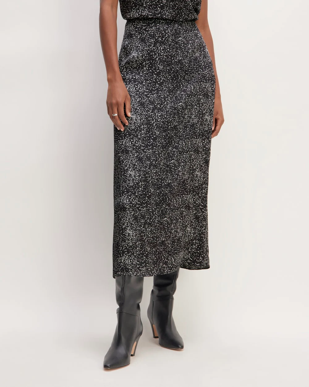 The Hammered Satin Slip Skirt | Black Moonsplatter