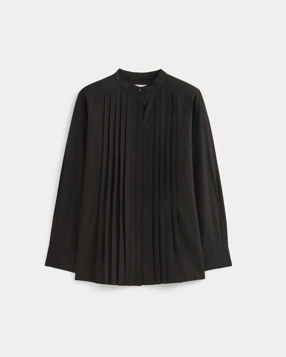 The Pleated Shirt in Silky Cotton | Black