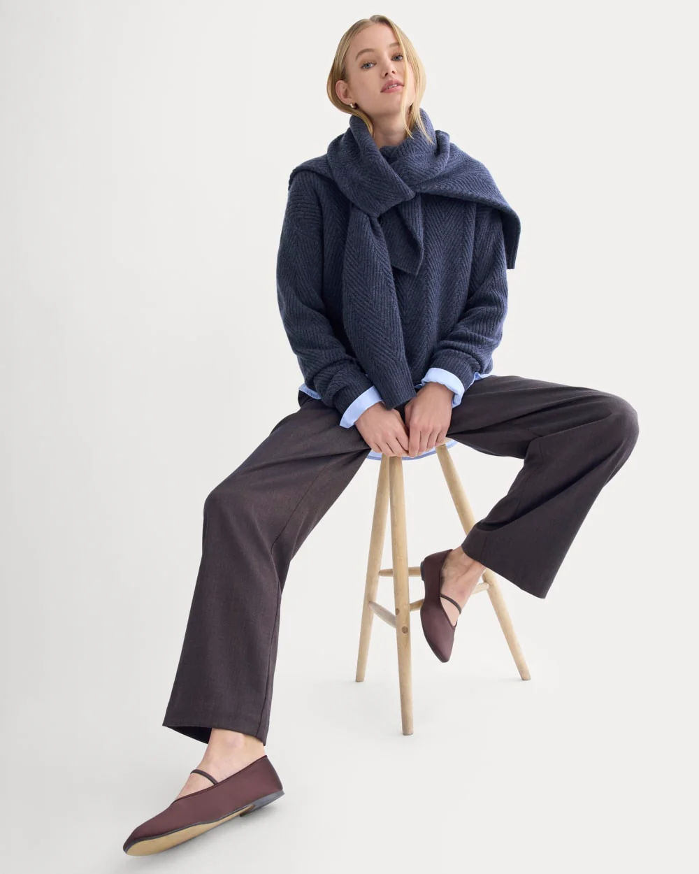 Cashmere Herringbone Sweater | Indigo