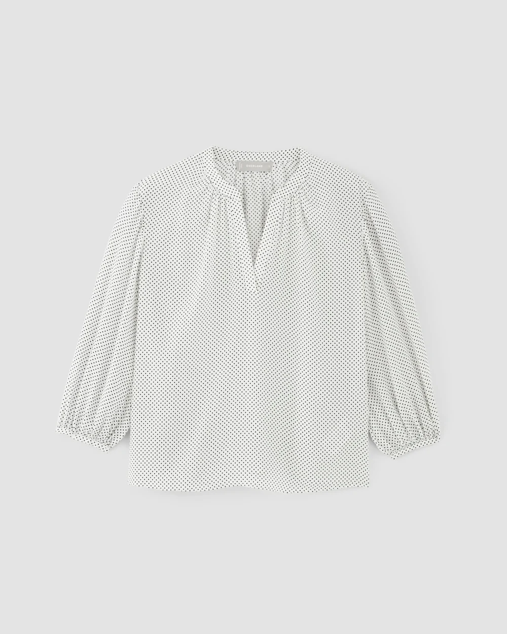 The Washable Clean Silk V-Neck Top | Bone / Black Polka Dot