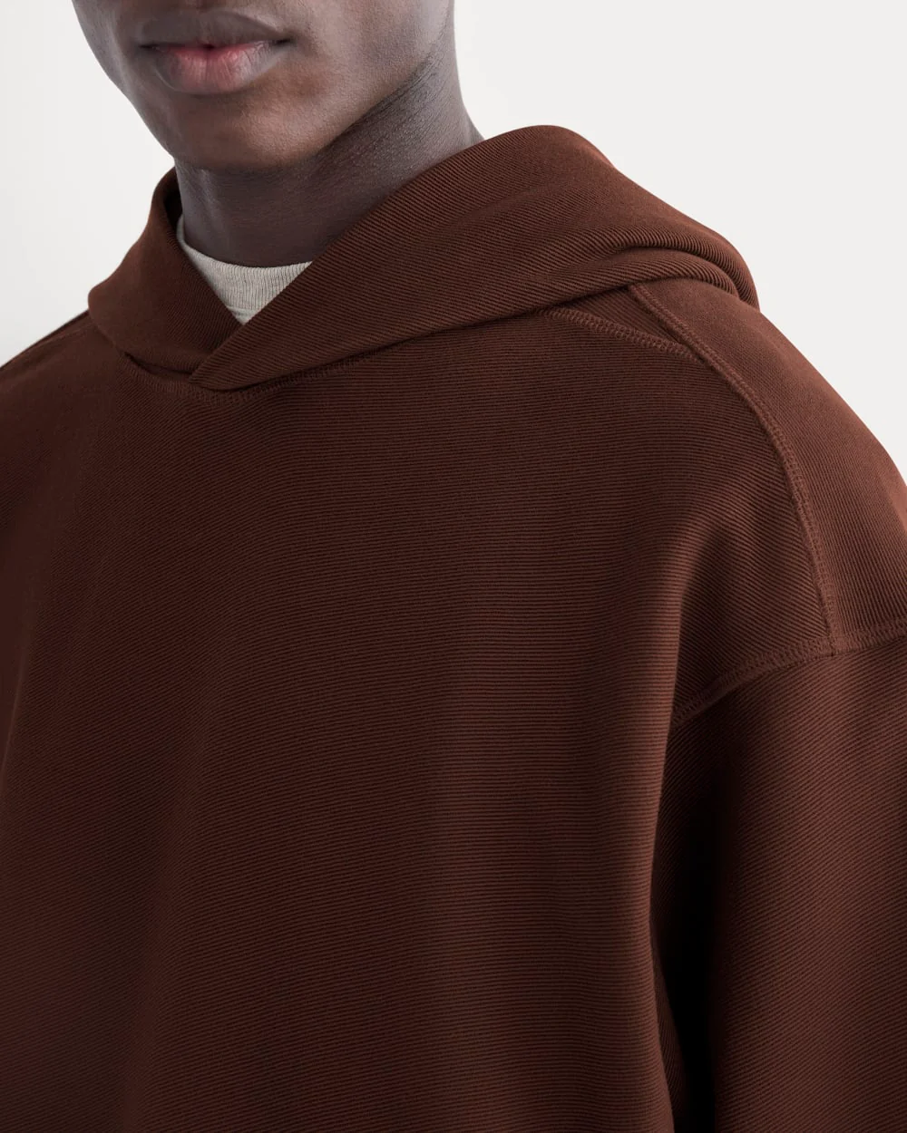 Twill Terry Jacquard Hoodie | Dark Mahogany