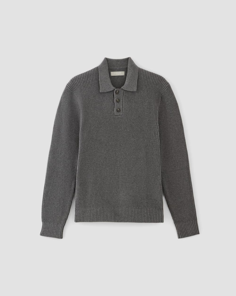 The Cotton Chunky Rib Polo | Heathered Charcoal
