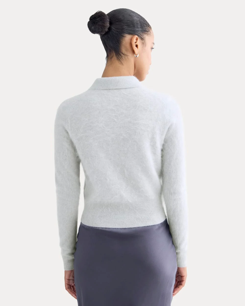 Lush Cashmere Cropped Polo Sweater | Sanderling Gray