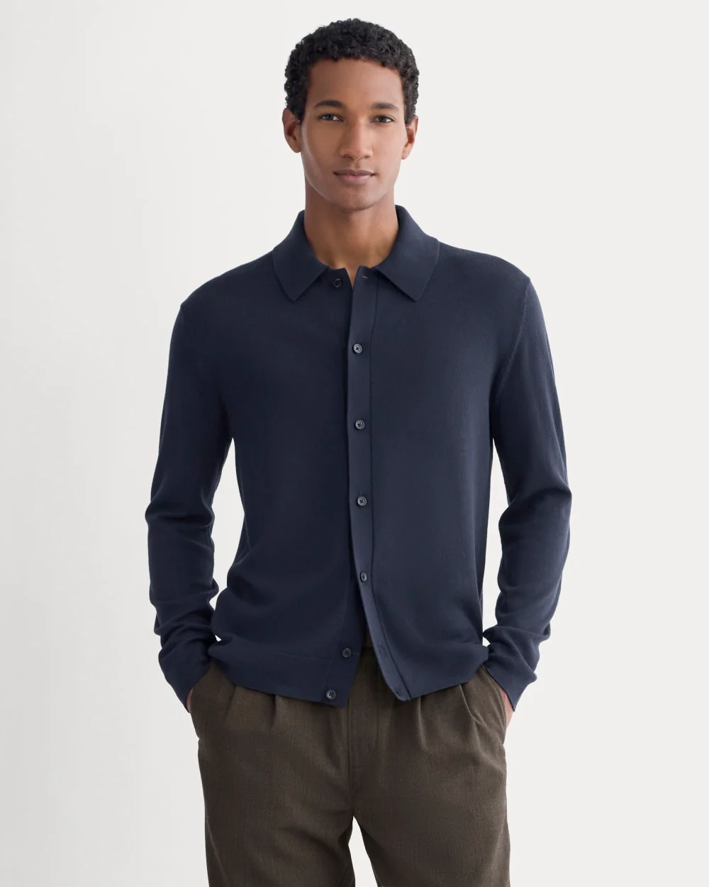 Ultrasoft Button-Down Sweater |  Navy