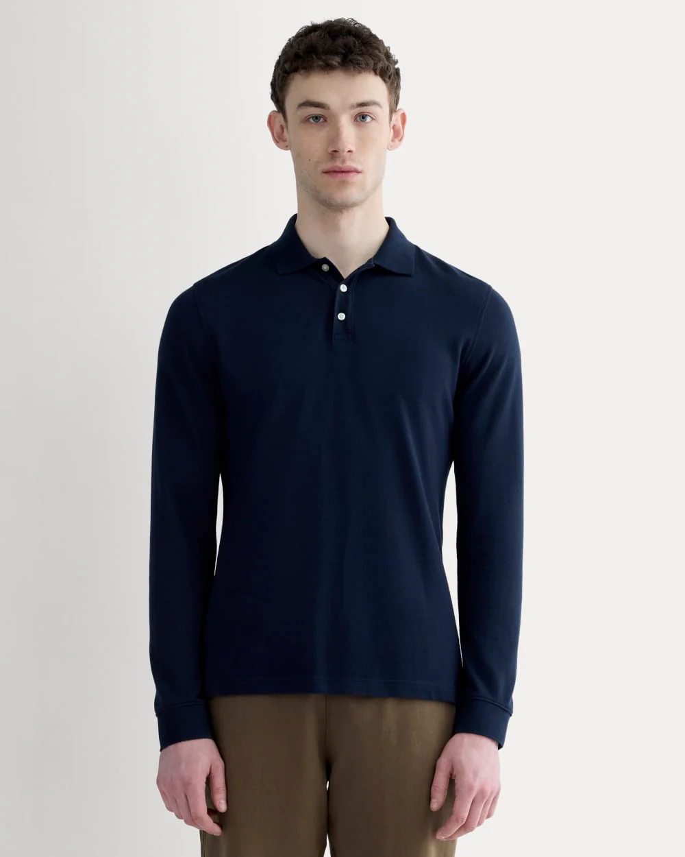 The Long-Sleeve Pique Polo | Deep Navy