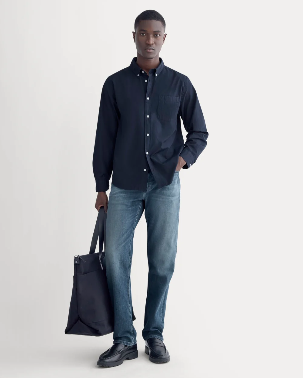 Washed Poplin Shirt | Navy