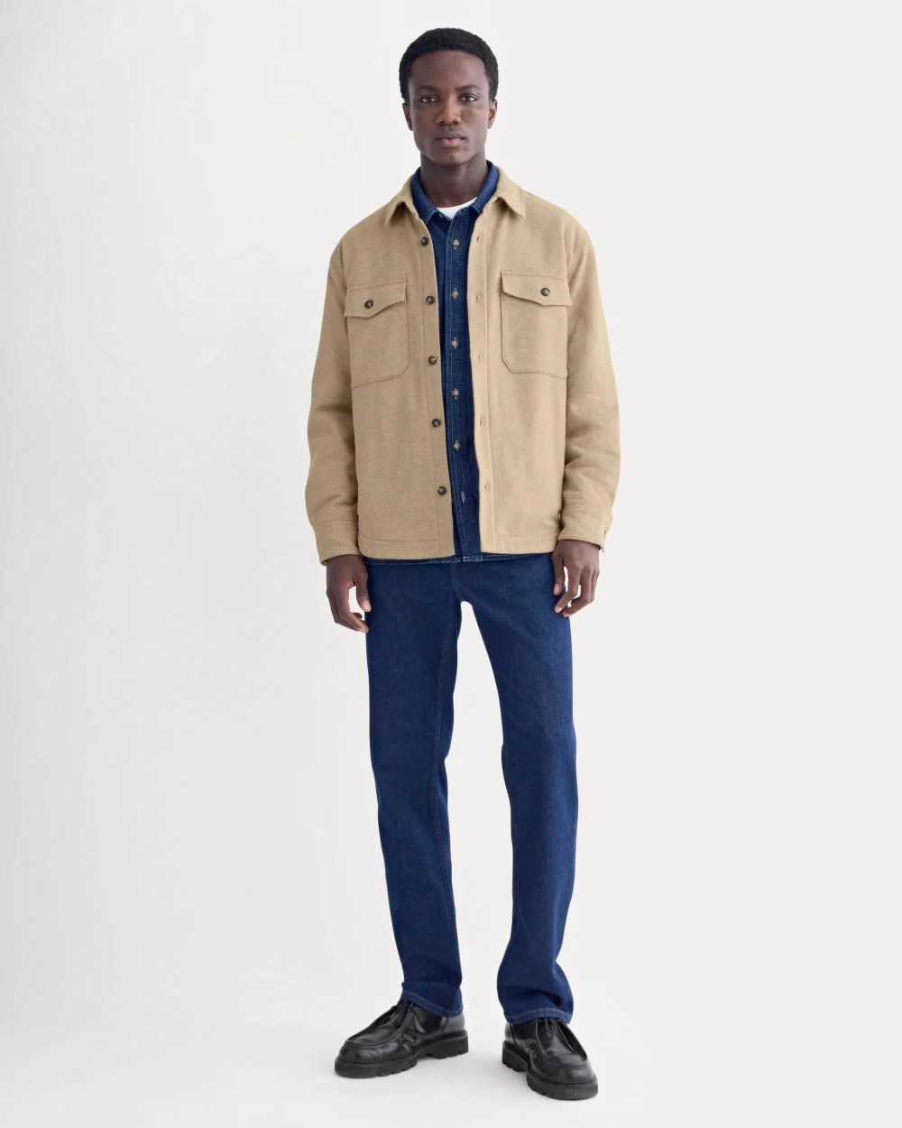 Heavyweight Waffle Twill Overshirt | Dark Heathered Camel