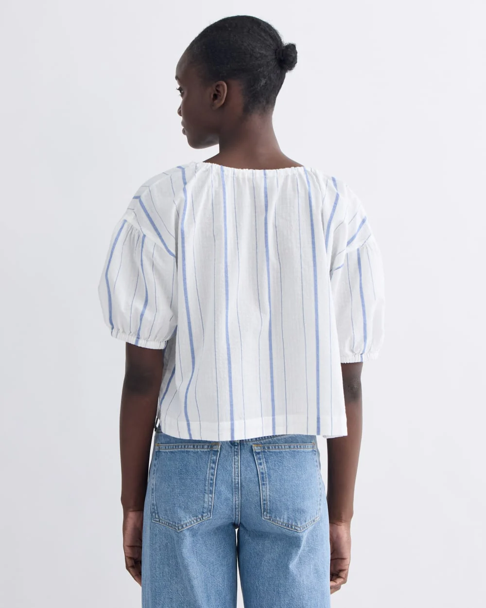 The Gauze Button-Up | Bone / Dutch Blue