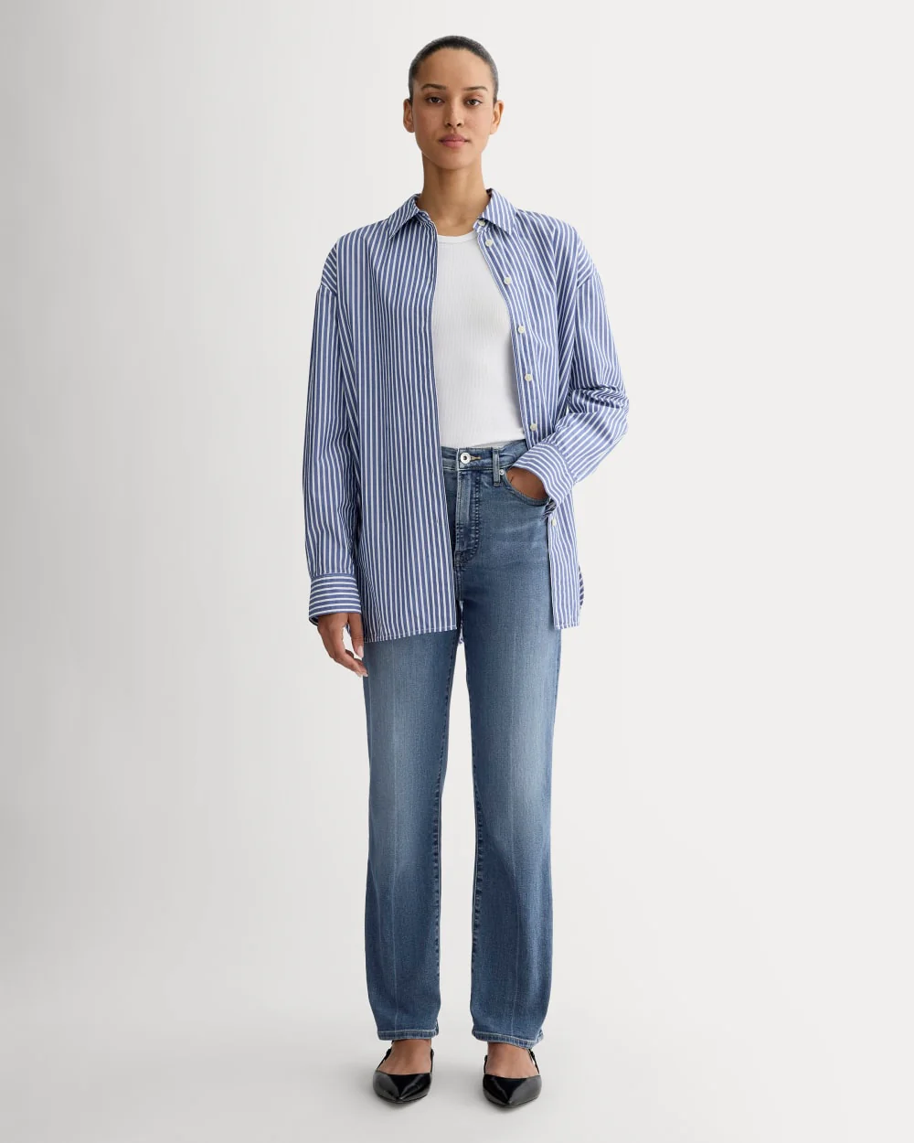 The High-Key Stovepipe Jean | Mid Indigo