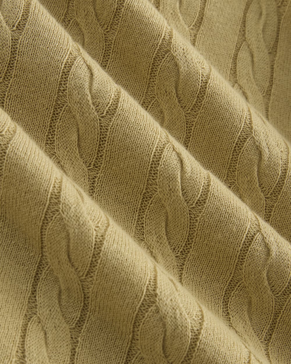 The Cable V-Neck in Cotton Cashmere | Classic Khaki