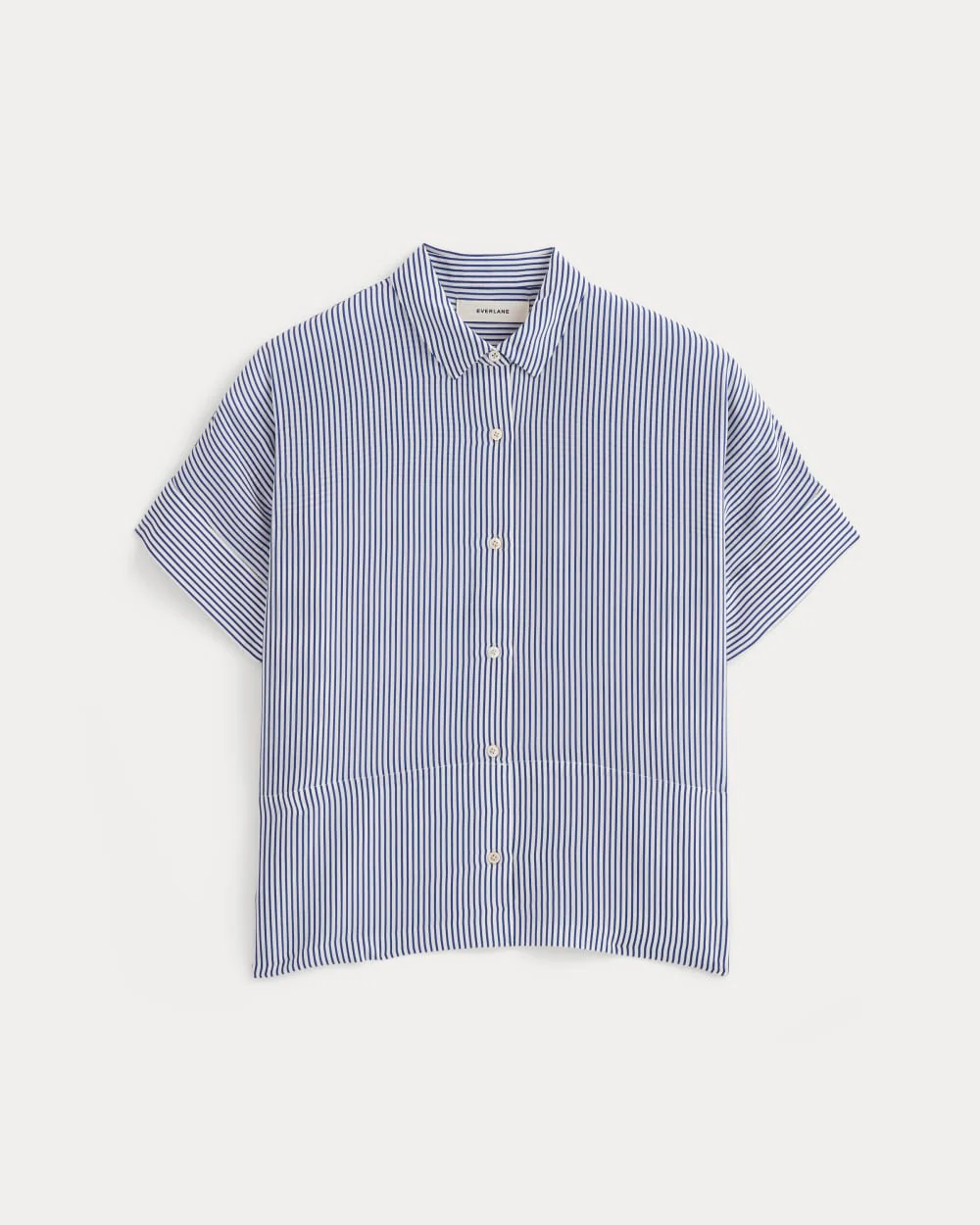 The Boxy Shirt in Washable Silk | Blue / White