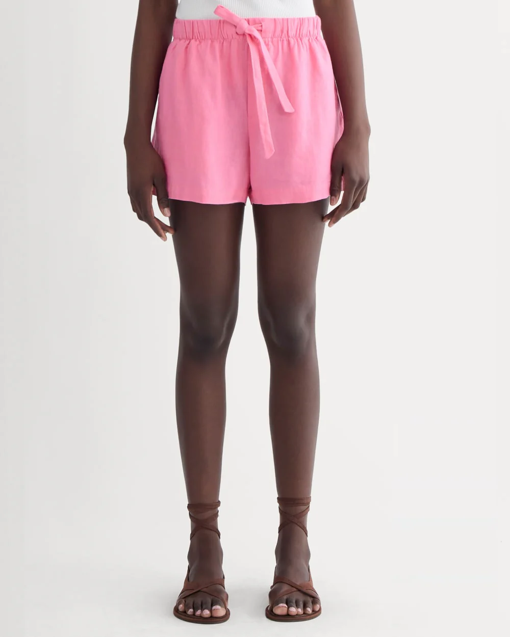 The Drawstring Boxer Short in Linen | Deep Pink
