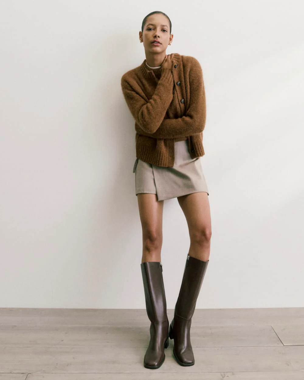 Leather Knee-High City Boot | Deep Brown