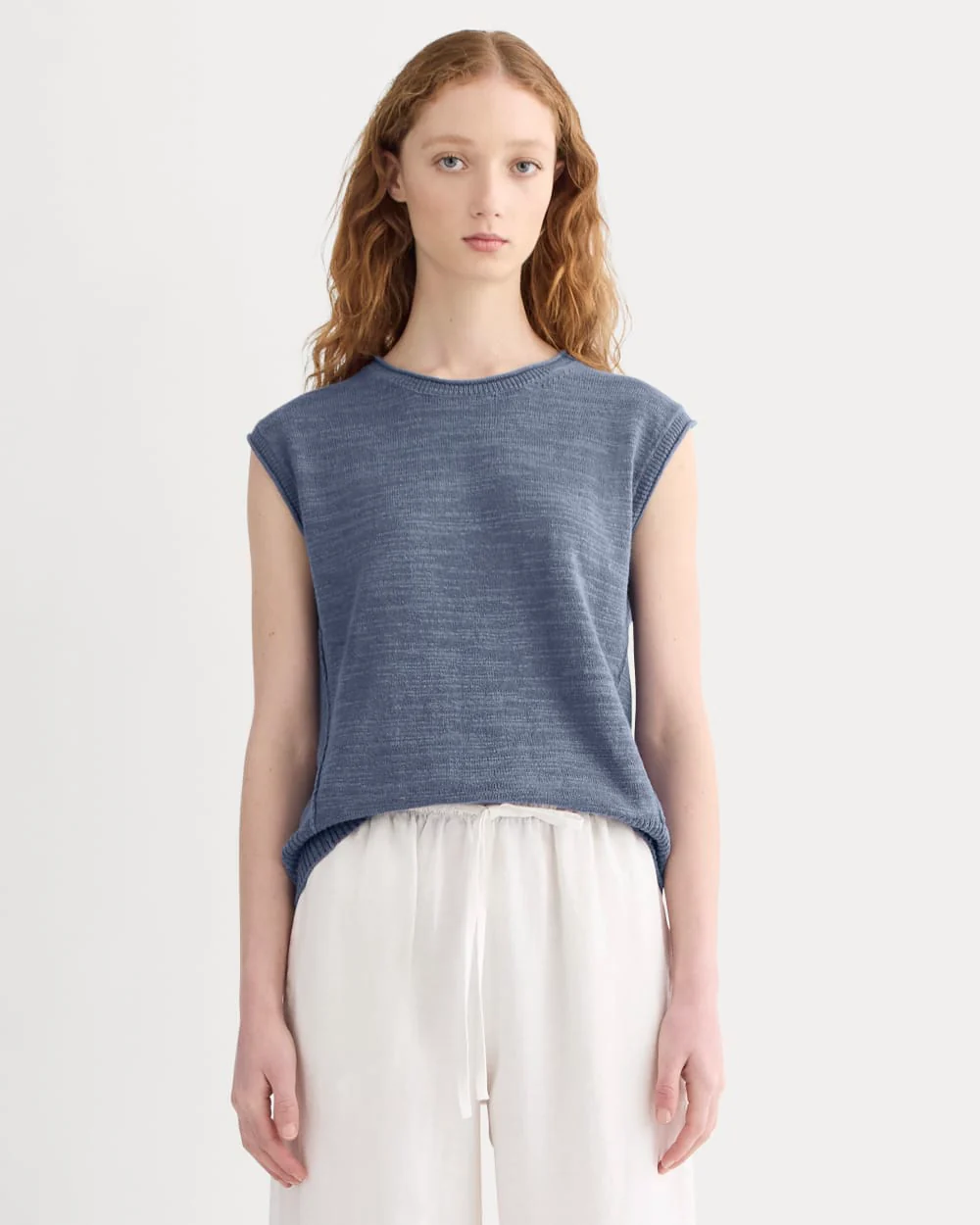 The Muscle Sweater in Cotton Linen | Indigo