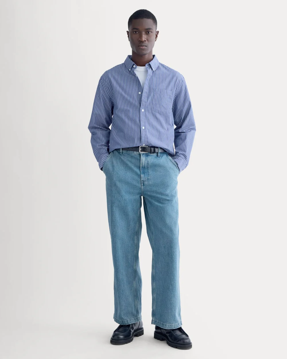Washed Poplin Shirt | Mazarine Blue / Optic White