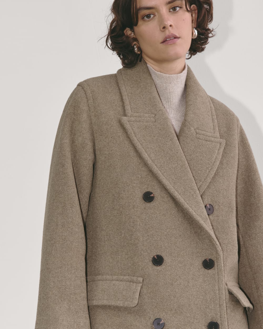 The Double-Breasted Coat in Wool | Heather Taupe