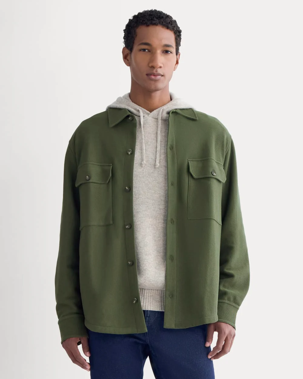 Relaxed Knit Utility Shirt | Dark Forest