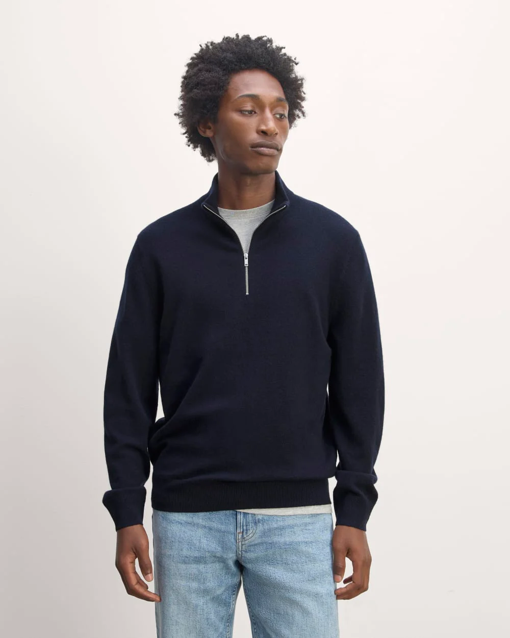 The Quarter-Zip in Cashmere |  Navy