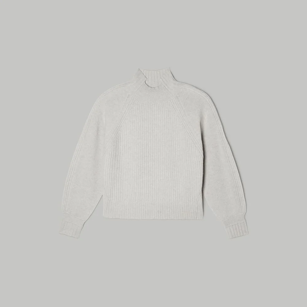 The Cashmere Ribbed Turtleneck | Pale Heathered Grey
