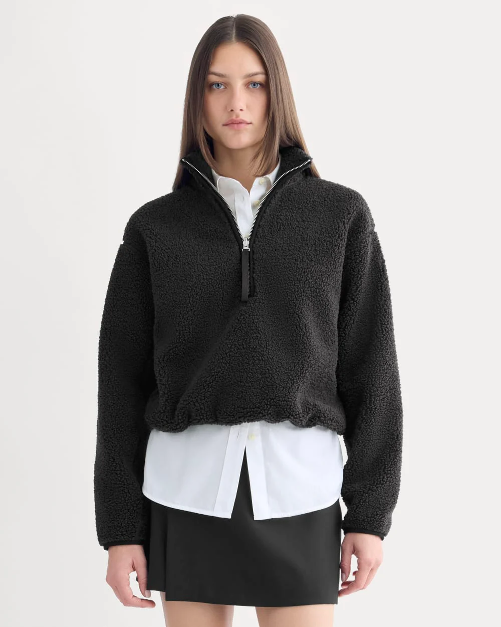 Reversible Teddy Half-Zip Pullover | Black