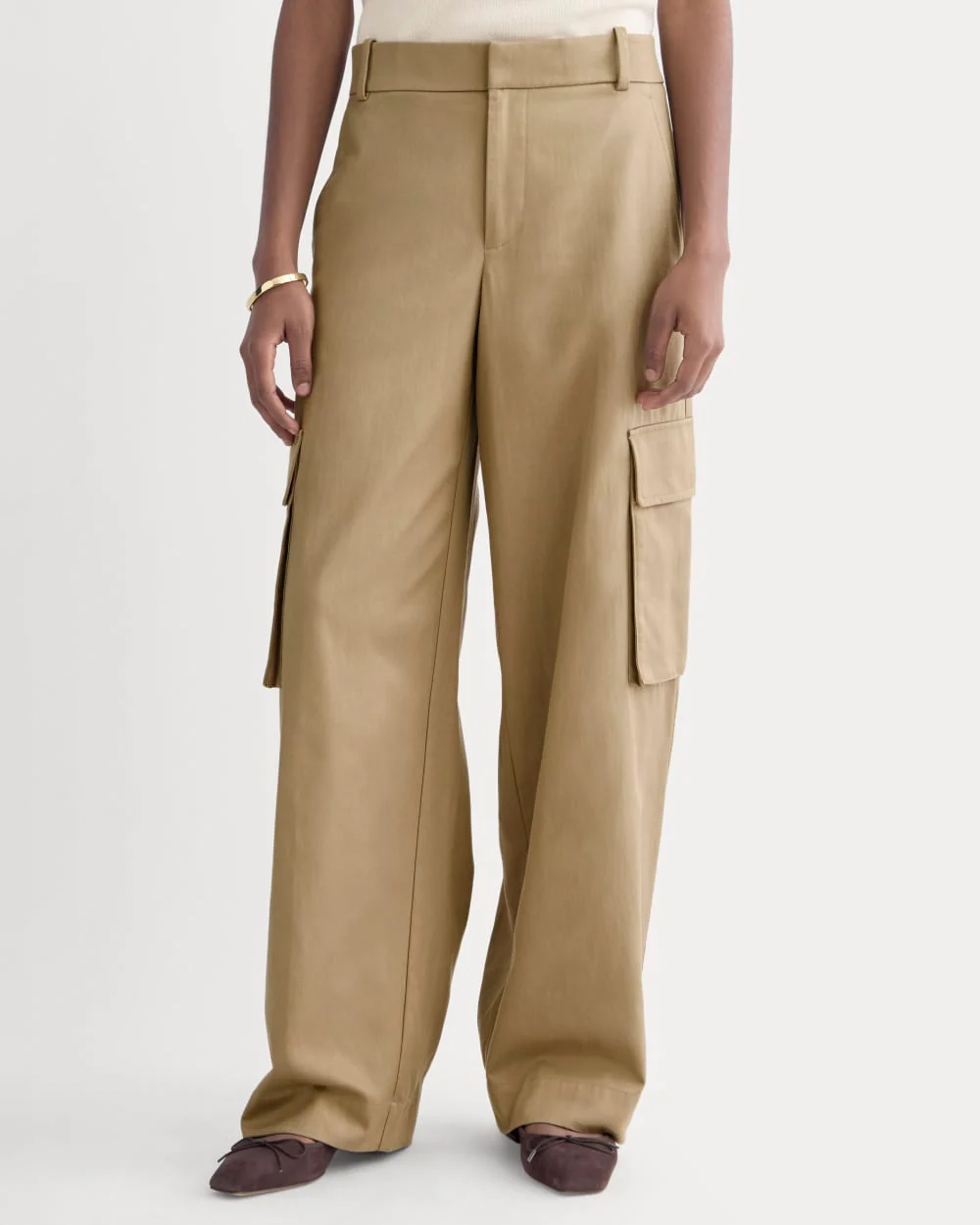 Wide-Leg Cargo Trouser in Buttersmooth | Ash Brown