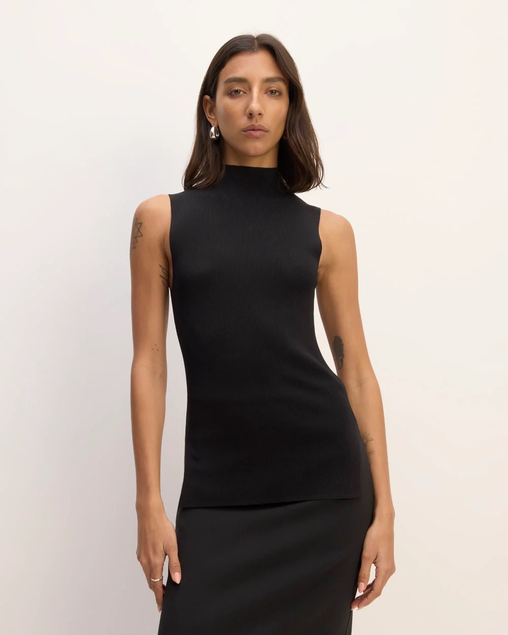 The Viscose Mock Neck Top | Black