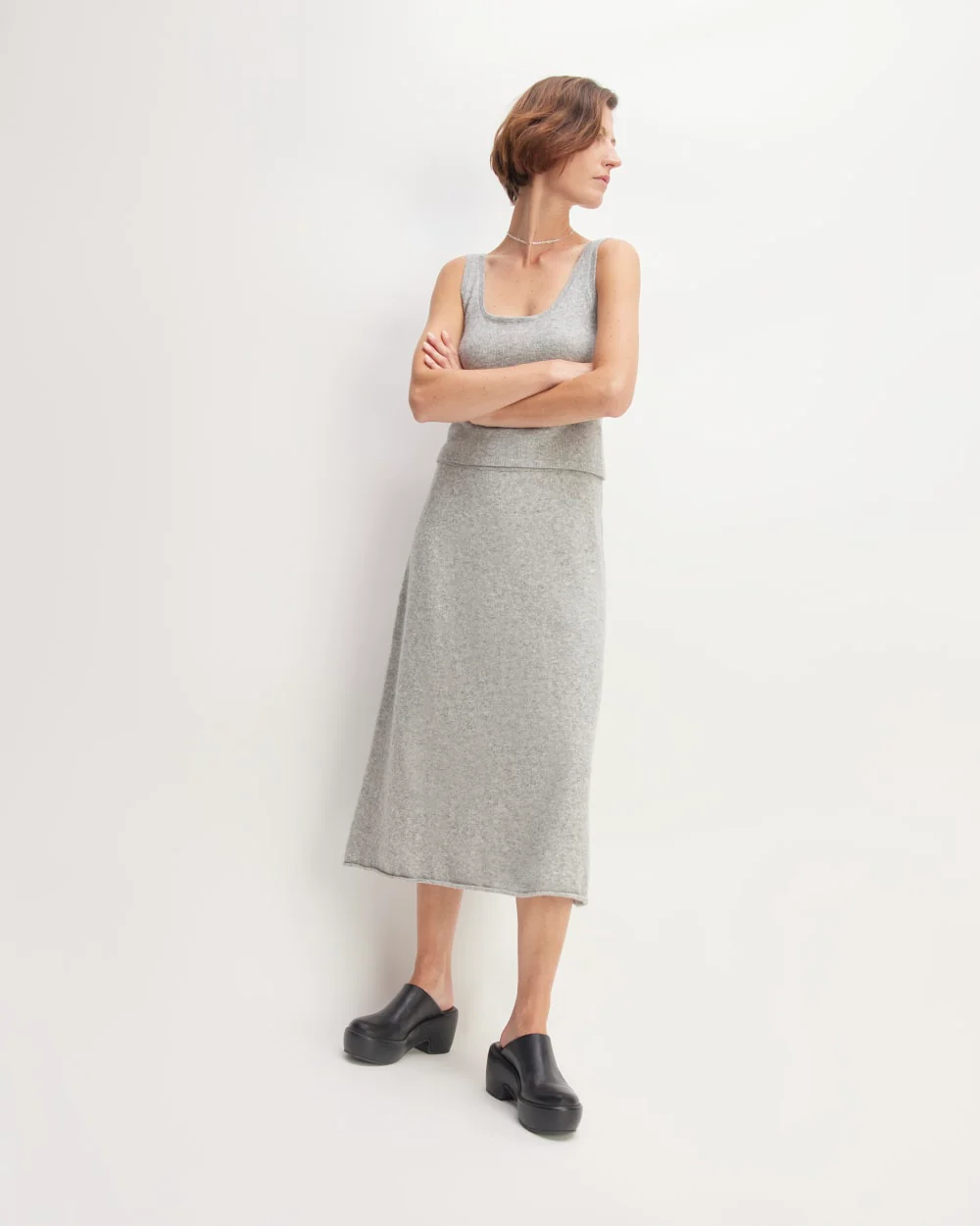 The Cozy-Stretch Skirt | Heathered Grey