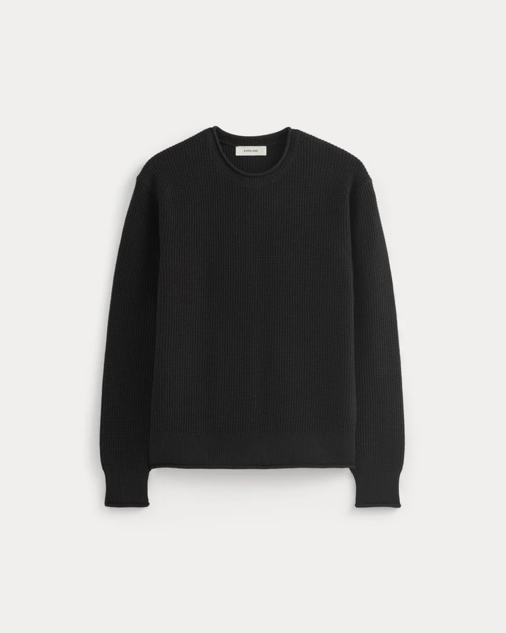 Waffle Rollneck Crew in Everyday Cotton | Black