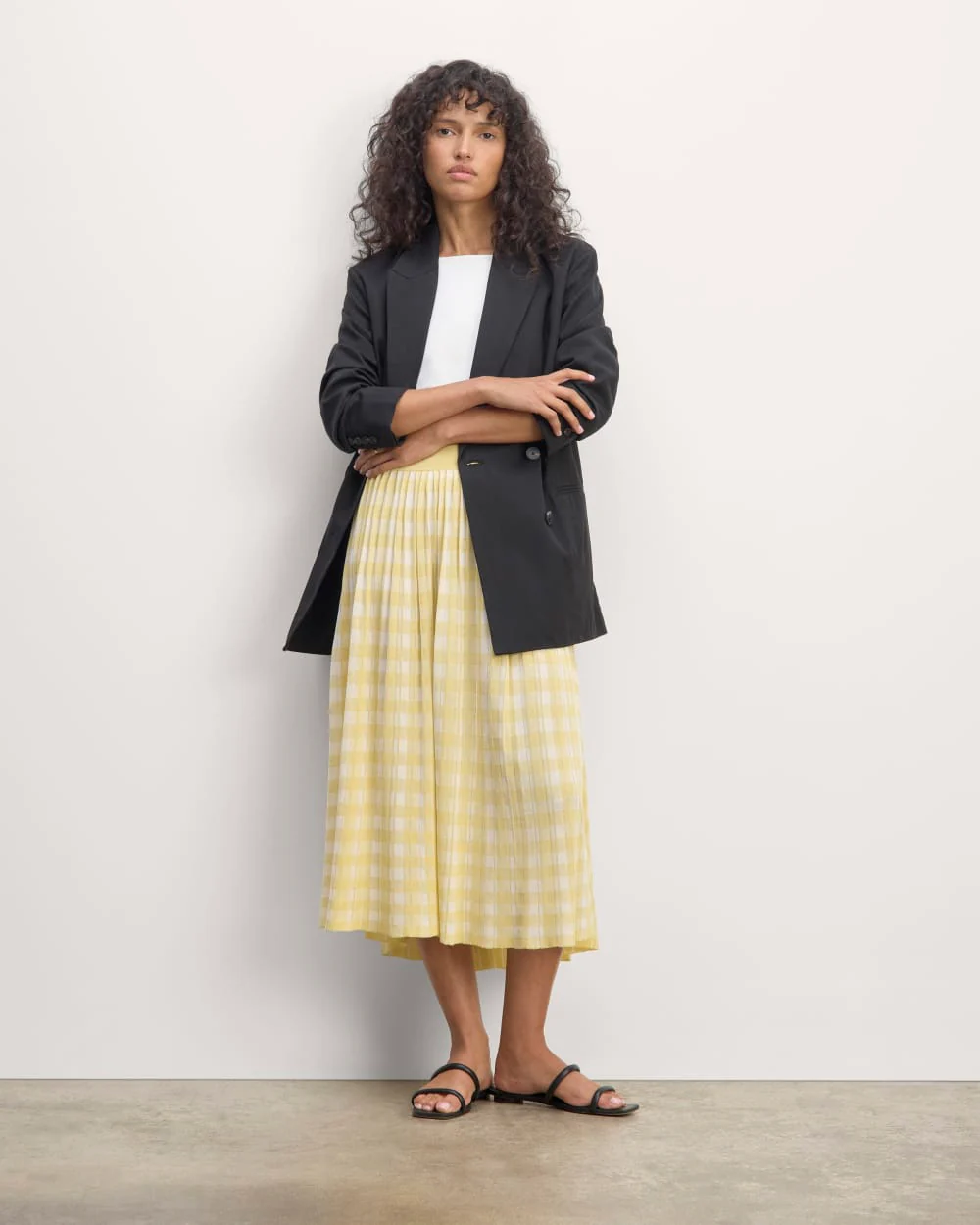 The Pleated Skirt | Bone / Parsnip Gingham