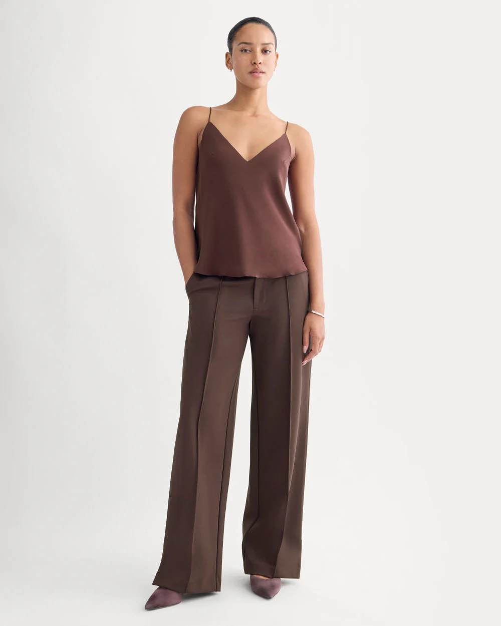 The Tie Back Cami in Washable Silk | Deep Plum