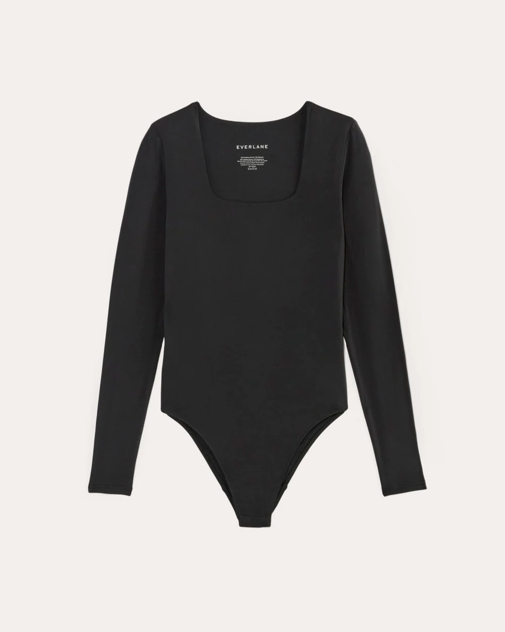 The Long-Sleeve Supima® Square-Neck Bodysuit | Black | Bikini