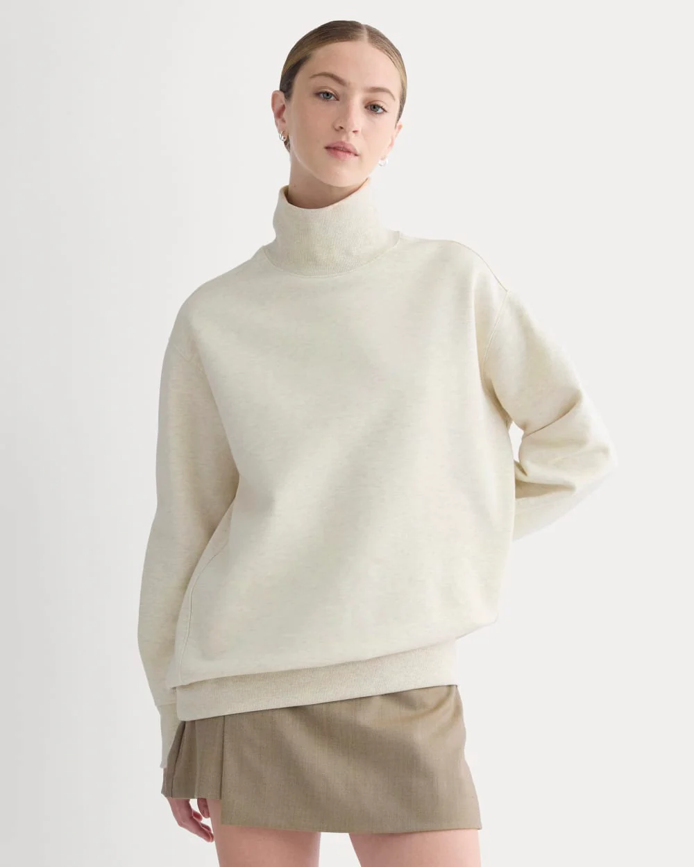 Luxe Fleece Turtleneck | Heathered Oat
