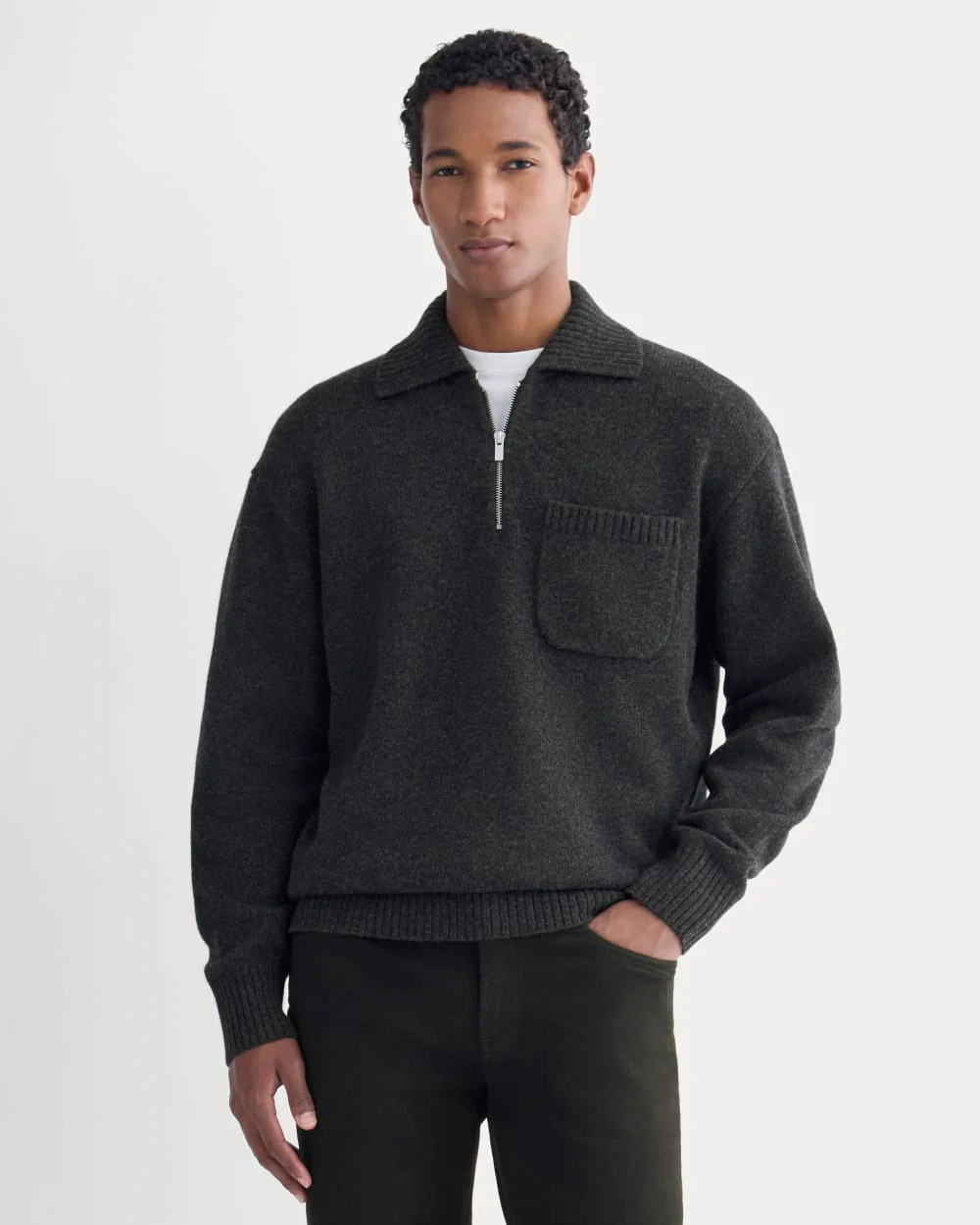 Luxe Merino Quarter-Zip Pullover | Heathered Black