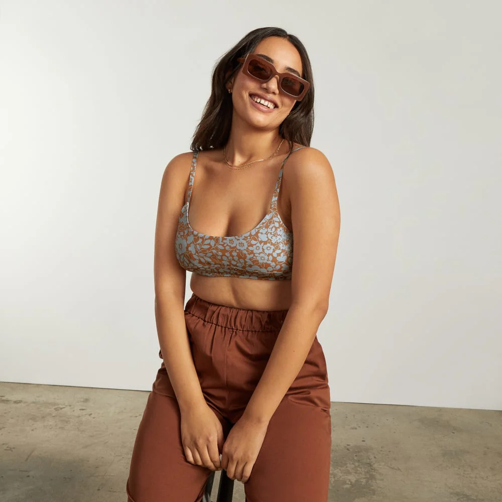 The Scoop-Neck Bikini Top | Honey Floral