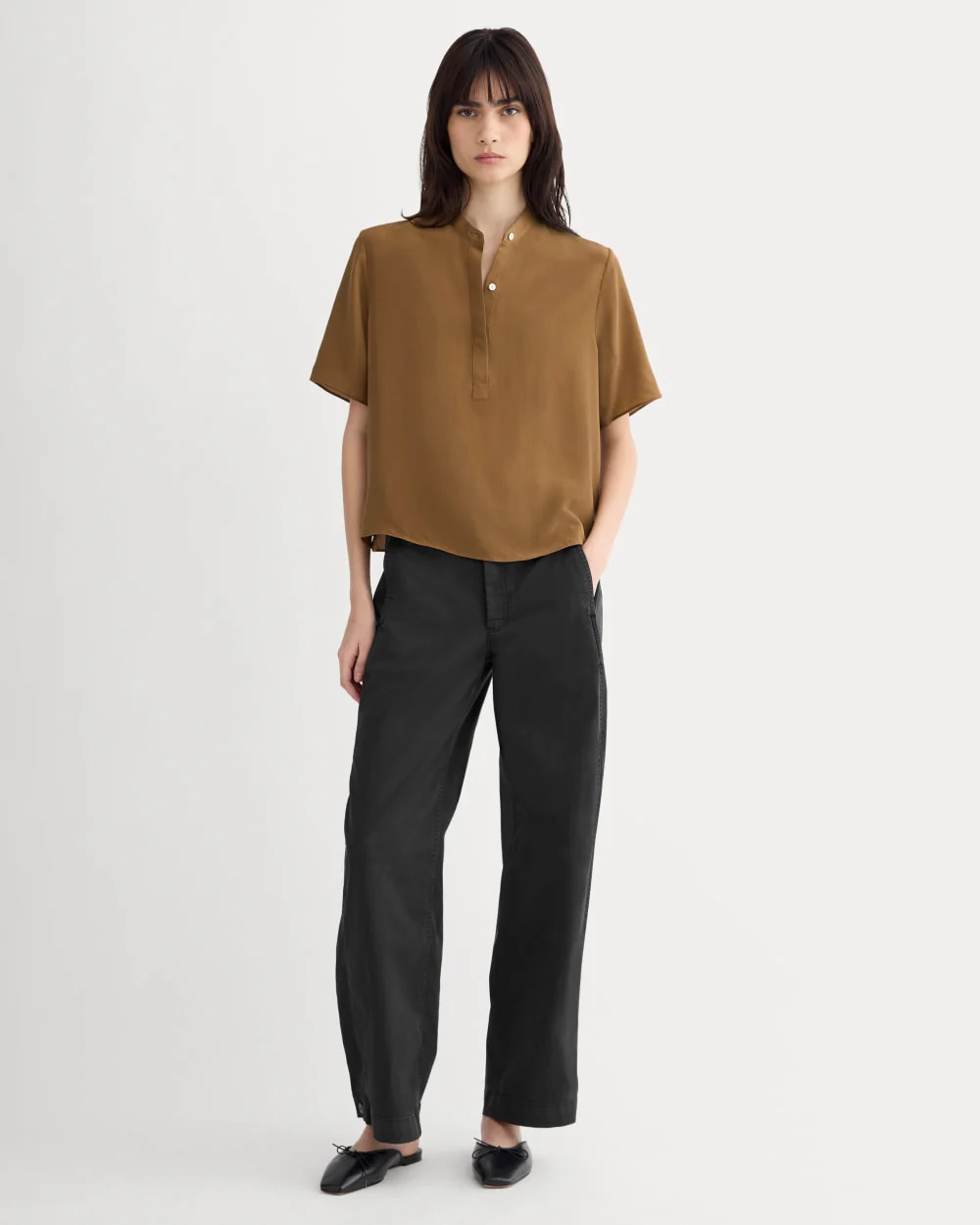 The Popover Top in Washable Silk | Toffee