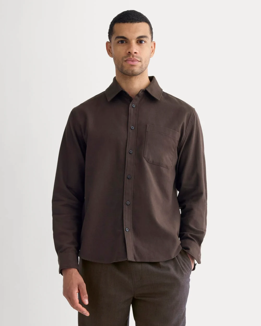 Brushed Flannel Shirt | Dark Chocolate