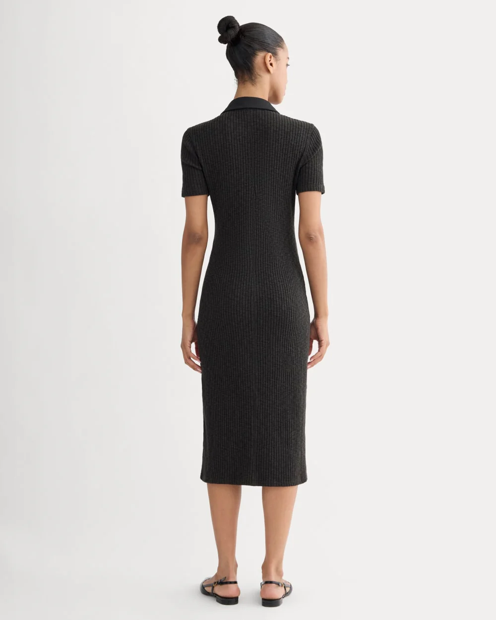 The Cozy Rib Polo Dress | Black