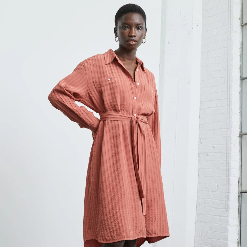 The City Stripe Draped Shirt Dress | Redwood