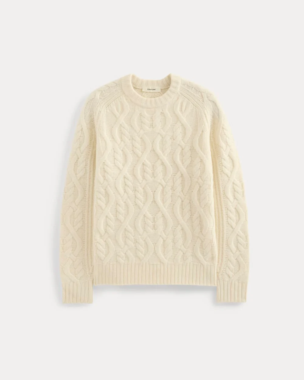 Cable Knit Crew in Luxe Merino | Bone