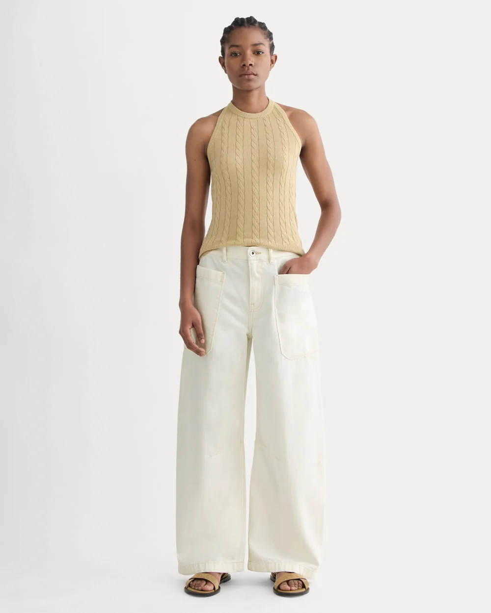 The Cable Halter in Cotton Cashmere | Classic Khaki