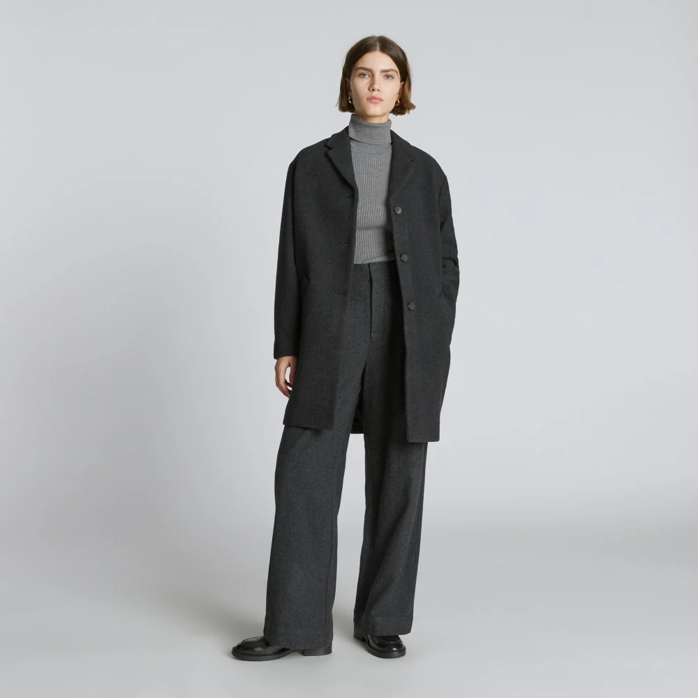 The Italian ReWool® Cocoon Coat | Heathered Black