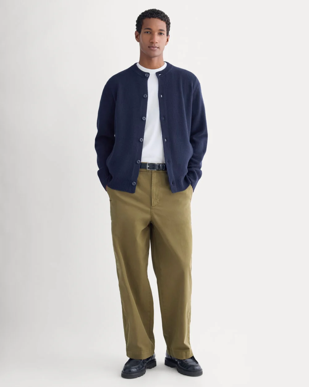 Luxe Merino Crew Cardigan | Deep Navy