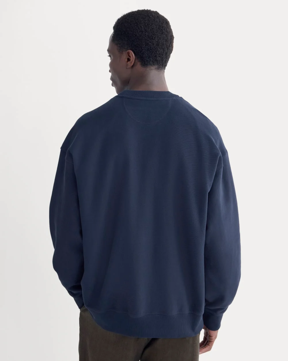 Twill Terry Jacquard Crew Sweatshirt | Navy