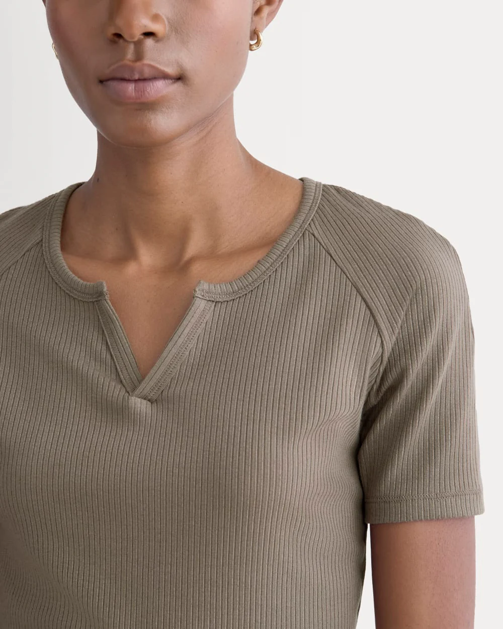 The Shimmy V-Neck Top | Taupe