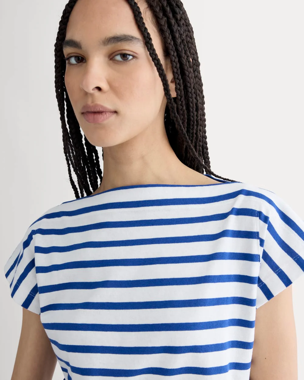 The Oversized Muscle Tee | Bone / Mazarine Blue