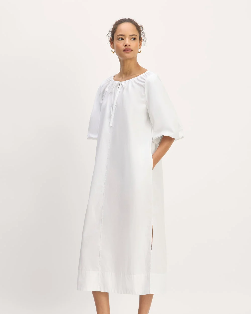 The Supima® Puff-Sleeve Dress | White