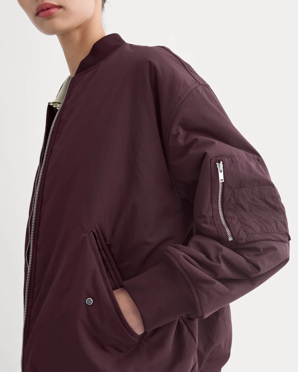 Renew Oversized Puffer Bomber | Deep Plum