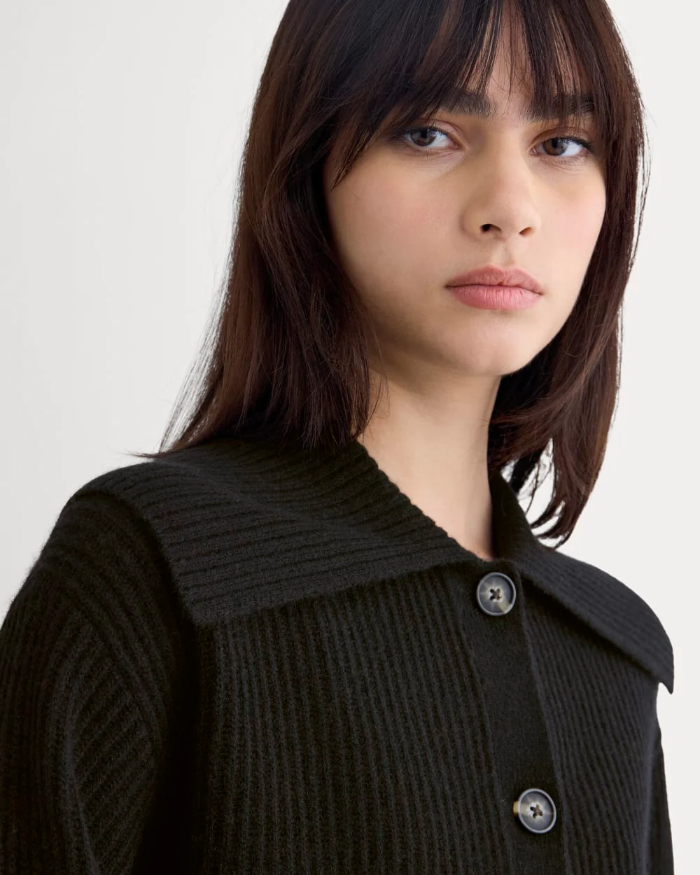 Fisherman Cardigan in Wool Cashmere | Black