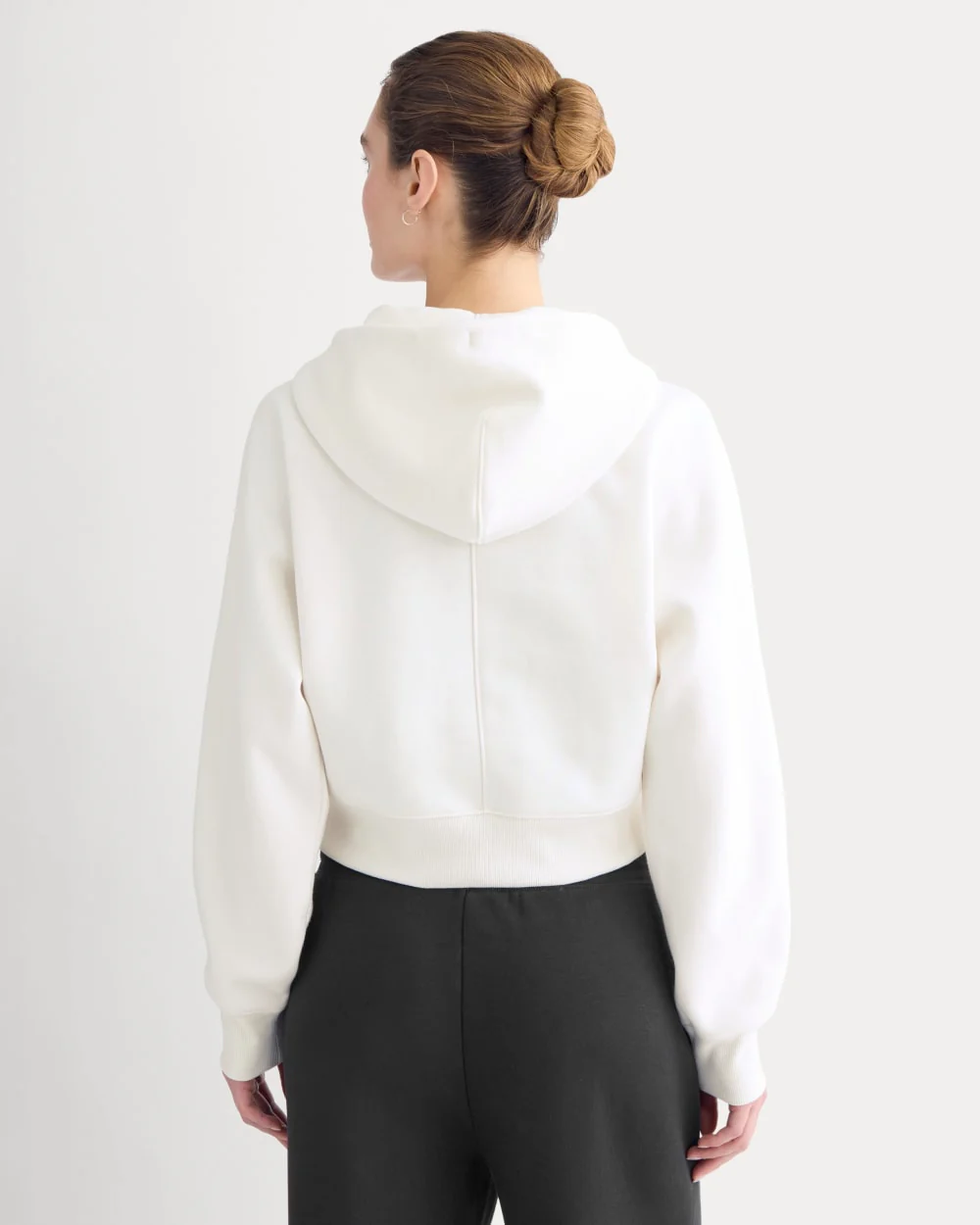 Luxe Fleece Full-Zip Cropped Hoodie | Bone