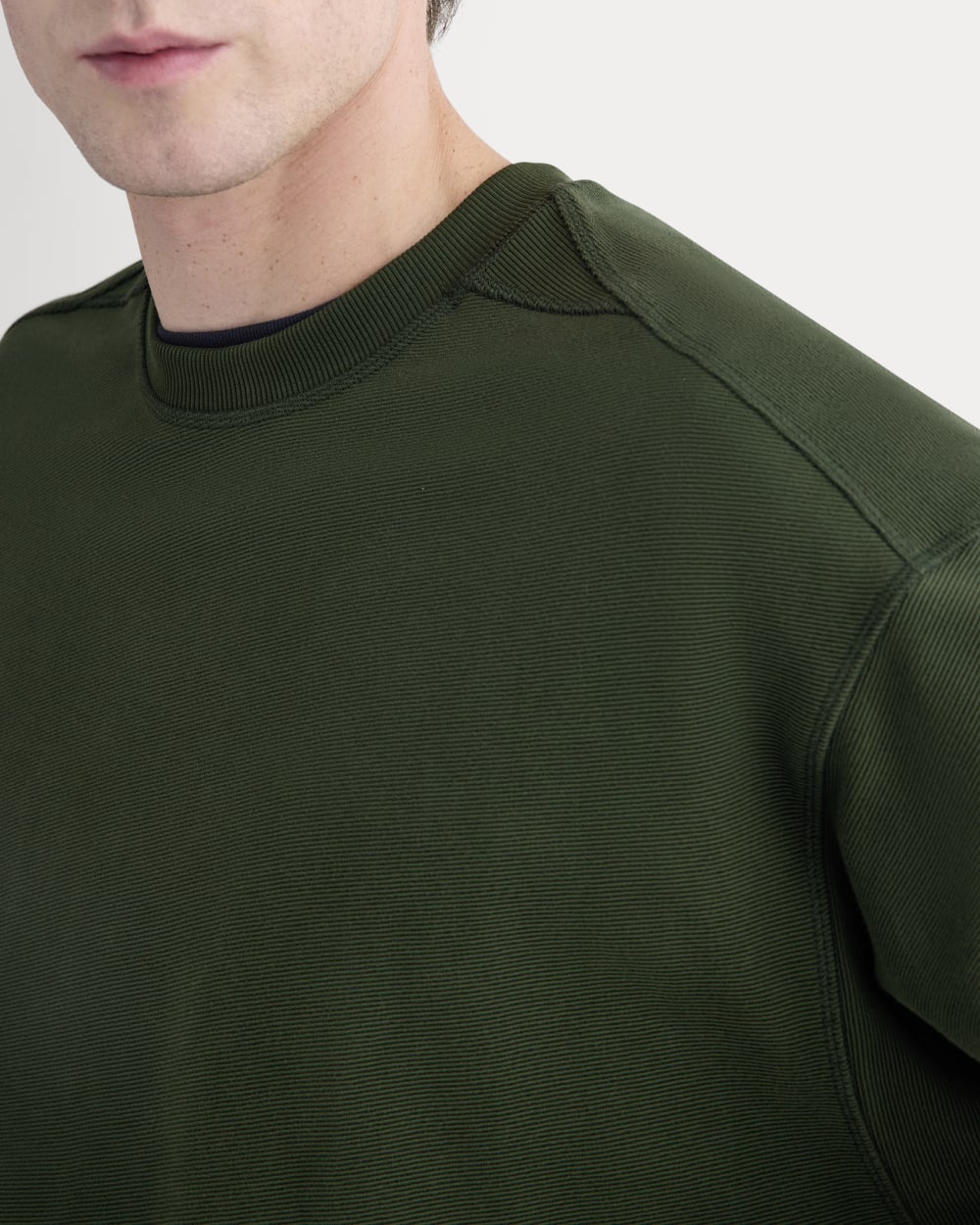Twill Terry Jacquard Crew Sweatshirt | Dark Forest